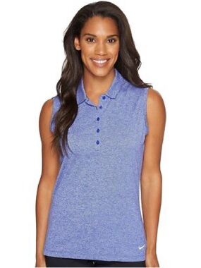 Nike XL Dri FitWomen's Sleeveless Polo Tank Top in Heather Blue
